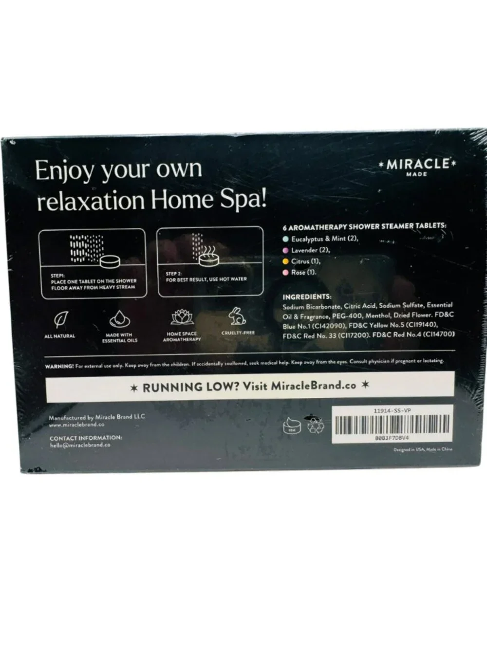 Miracle Made Variety Pack Aromatherapy Shower Steamers 6 Tablets Eucalyptus & La